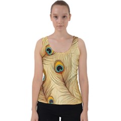 Vintage Peacock Feather Peacock Feather Pattern Background Nature Bird Nature Velvet Tank Top