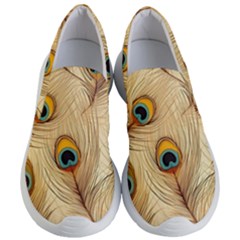 Vintage Peacock Feather Peacock Feather Pattern Background Nature Bird Nature Women s Lightweight Slip Ons