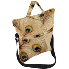 Vintage Peacock Feather Peacock Feather Pattern Background Nature Bird Nature Fold Over Handle Tote Bag