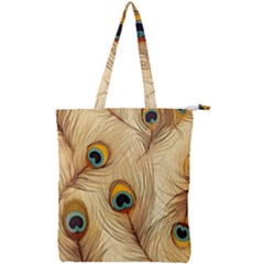 Vintage Peacock Feather Peacock Feather Pattern Background Nature Bird Nature Double Zip Up Tote Bag