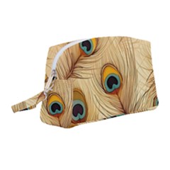 Vintage Peacock Feather Peacock Feather Pattern Background Nature Bird Nature Wristlet Pouch Bag (medium)