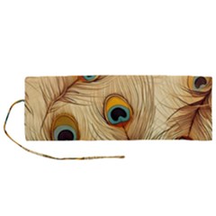 Vintage Peacock Feather Peacock Feather Pattern Background Nature Bird Nature Roll Up Canvas Pencil Holder (m)