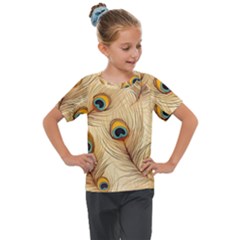 Vintage Peacock Feather Peacock Feather Pattern Background Nature Bird Nature Kids  Mesh Piece T-shirt