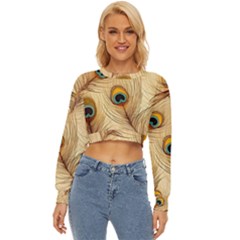 Vintage Peacock Feather Peacock Feather Pattern Background Nature Bird Nature Lightweight Long Sleeve Sweatshirt