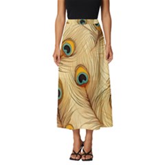 Vintage Peacock Feather Peacock Feather Pattern Background Nature Bird Nature Classic Midi Chiffon Skirt