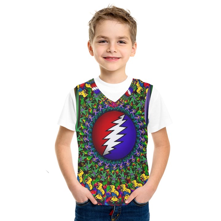 Grateful Dead Bear Pattern Kids  Basketball Tank Top