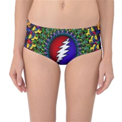 Grateful Dead Bear Pattern Mid-waist Bikini Bottoms