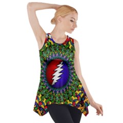 Grateful Dead Bear Pattern Side Drop Tank Tunic