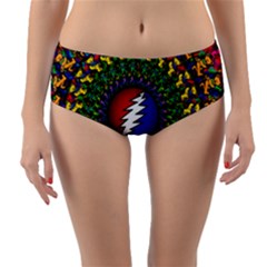 Grateful Dead Bear Pattern Reversible Mid-waist Bikini Bottoms