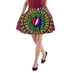 Grateful Dead Bear Pattern A-line Pocket Skirt