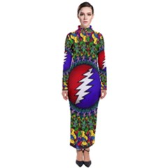 Grateful Dead Bear Pattern Turtleneck Maxi Dress