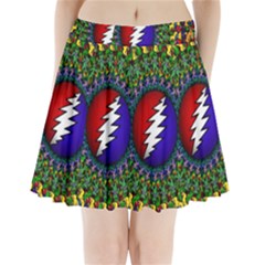 Grateful Dead Bear Pattern Pleated Mini Skirt