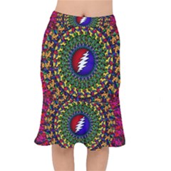 Grateful Dead Bear Pattern Short Mermaid Skirt by Maspions