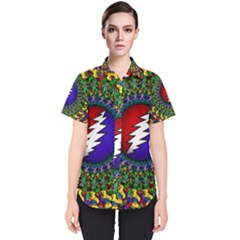 Grateful Dead Bear Pattern Women s Short Sleeve Shirt