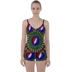 Grateful Dead Bear Pattern Tie Front Two Piece Tankini