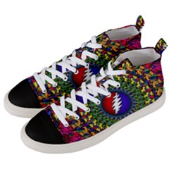 Grateful Dead Bear Pattern Men s Mid-top Canvas Sneakers