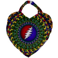 Grateful Dead Bear Pattern Giant Heart Shaped Tote by Maspions