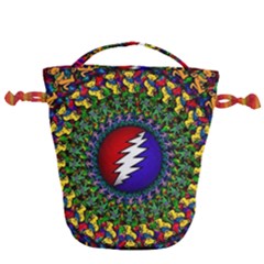 Grateful Dead Bear Pattern Drawstring Bucket Bag