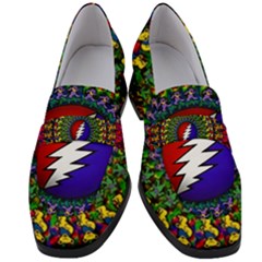 Grateful Dead Bear Pattern Women s Chunky Heel Loafers