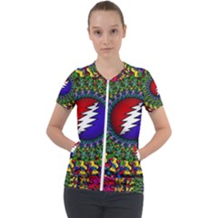 Grateful Dead Bear Pattern Short Sleeve Zip Up Jacket