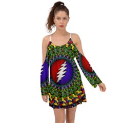 Grateful Dead Bear Pattern Boho Dress