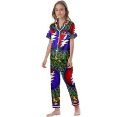 Grateful Dead Bear Pattern Kids  Satin Short Sleeve Pajamas Set by Maspions