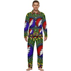 Grateful Dead Bear Pattern Men s Long Sleeve Velvet Pocket Pajamas Set by Maspions