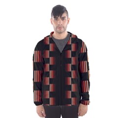 Geometric Pulse Print Design Men s Hooded Windbreaker