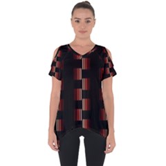 Geometric Pulse Print Design Cut Out Side Drop T-shirt by dflcprintsclothing