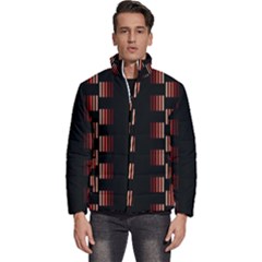 Geometric Pulse Print Design Men s Puffer Bubble Jacket Coat