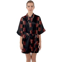 Geometric Pulse Print Design Half Sleeve Satin Kimono  by dflcprintsclothing