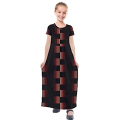 Geometric Pulse Print Design Kids  Short Sleeve Maxi Dress by dflcprintsclothing