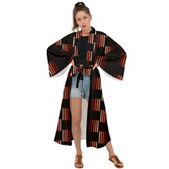 Geometric Pulse Print Design Maxi Kimono by dflcprintsclothing