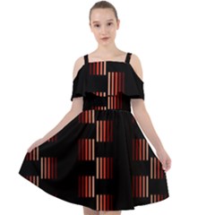 Geometric Pulse Print Design Cut Out Shoulders Chiffon Dress by dflcprintsclothing