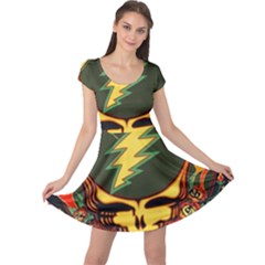 Grateful Dead Steal Your Face Deadhead Hippie Logo Music Cap Sleeve Dress by Perong