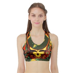 Grateful Dead Steal Your Face Deadhead Hippie Logo Music Sports Bra With Border by Perong