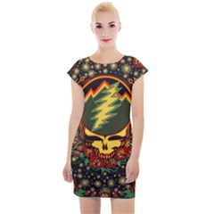 Grateful Dead Steal Your Face Deadhead Hippie Logo Music Cap Sleeve Bodycon Dress by Perong