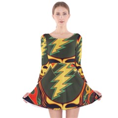 Grateful Dead Steal Your Face Deadhead Hippie Logo Music Long Sleeve Velvet Skater Dress