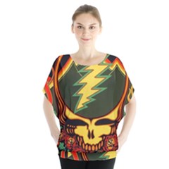 Grateful Dead Steal Your Face Deadhead Hippie Logo Music Batwing Chiffon Blouse