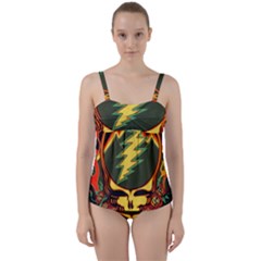 Grateful Dead Steal Your Face Deadhead Hippie Logo Music Twist Front Tankini Set by Perong