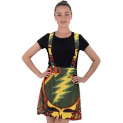 Grateful Dead Steal Your Face Deadhead Hippie Logo Music Velvet Suspender Skater Skirt by Perong