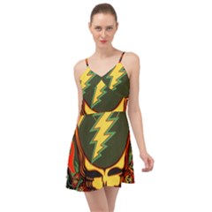 Grateful Dead Steal Your Face Deadhead Hippie Logo Music Summer Time Chiffon Dress by Perong