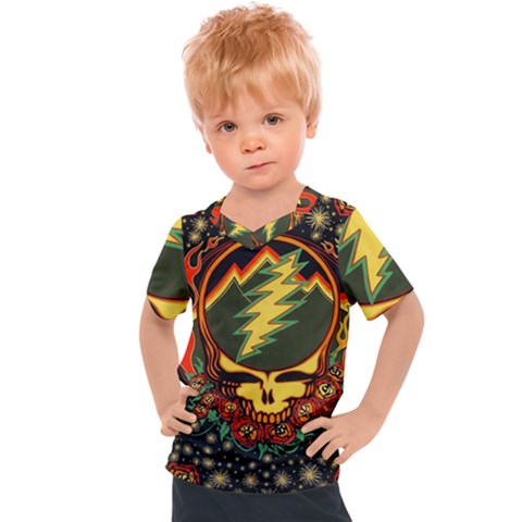 Grateful Dead Steal Your Face Deadhead Hippie Logo Music Kids  Sports T-shirt by Perong