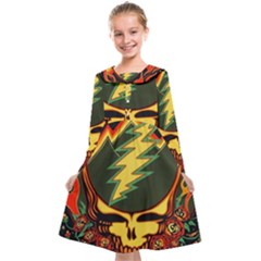 Grateful Dead Steal Your Face Deadhead Hippie Logo Music Kids  Midi Sailor Dress by Perong