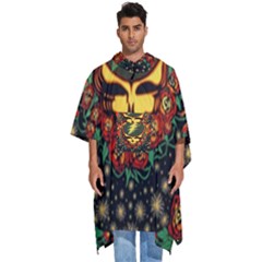 Grateful Dead Steal Your Face Deadhead Hippie Logo Music Men s Hooded Rain Ponchos by Perong