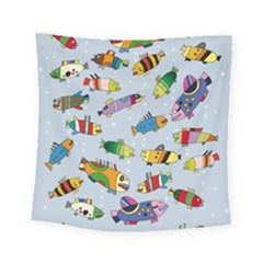 Fish Ocean Sea Water Diving Blue Square Tapestry (small)