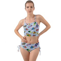 Fish Ocean Sea Water Diving Blue Mini Tank Bikini Set by Perong