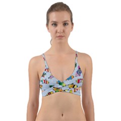 Fish Ocean Sea Water Diving Blue Wrap Around Bikini Top by Perong