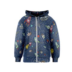 Cat Space Astronaut Rocket Maze Kids  Zipper Hoodie by Perong