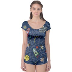 Cat Space Astronaut Rocket Maze Boyleg Leotard 